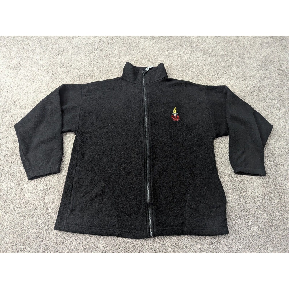 Olympics Torch USAβ Jacket Mens Extra Large Full Zip Fleece Black Logo